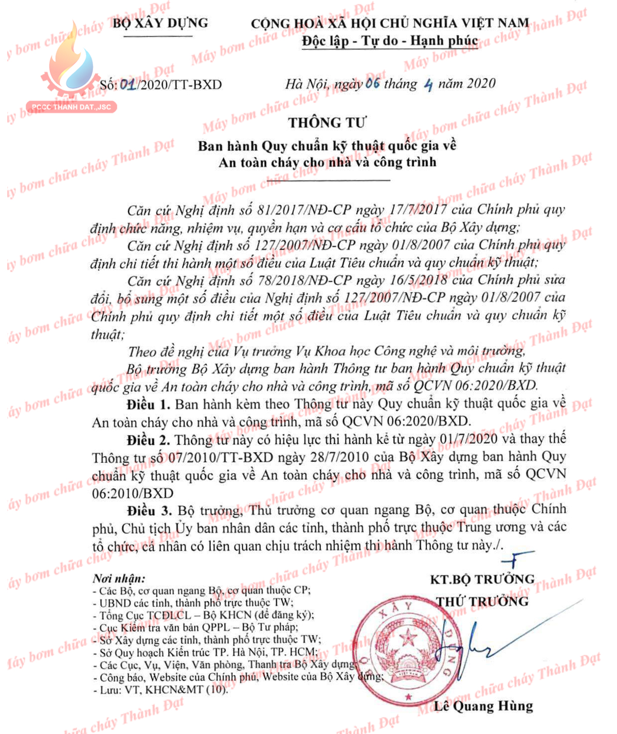 Quy chuẩn QCVN 06:2022/BXD về an toàn cháy cho nhà và công trình
