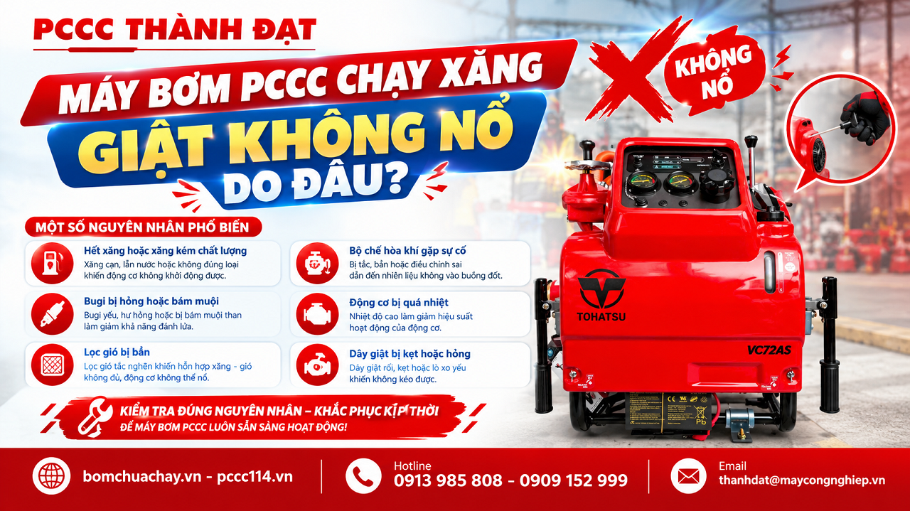 Máy bơm PCCC chạy xăng giật không nổ do đâu Máy bơm PCCC chạy xăng giật không nổ do đâu